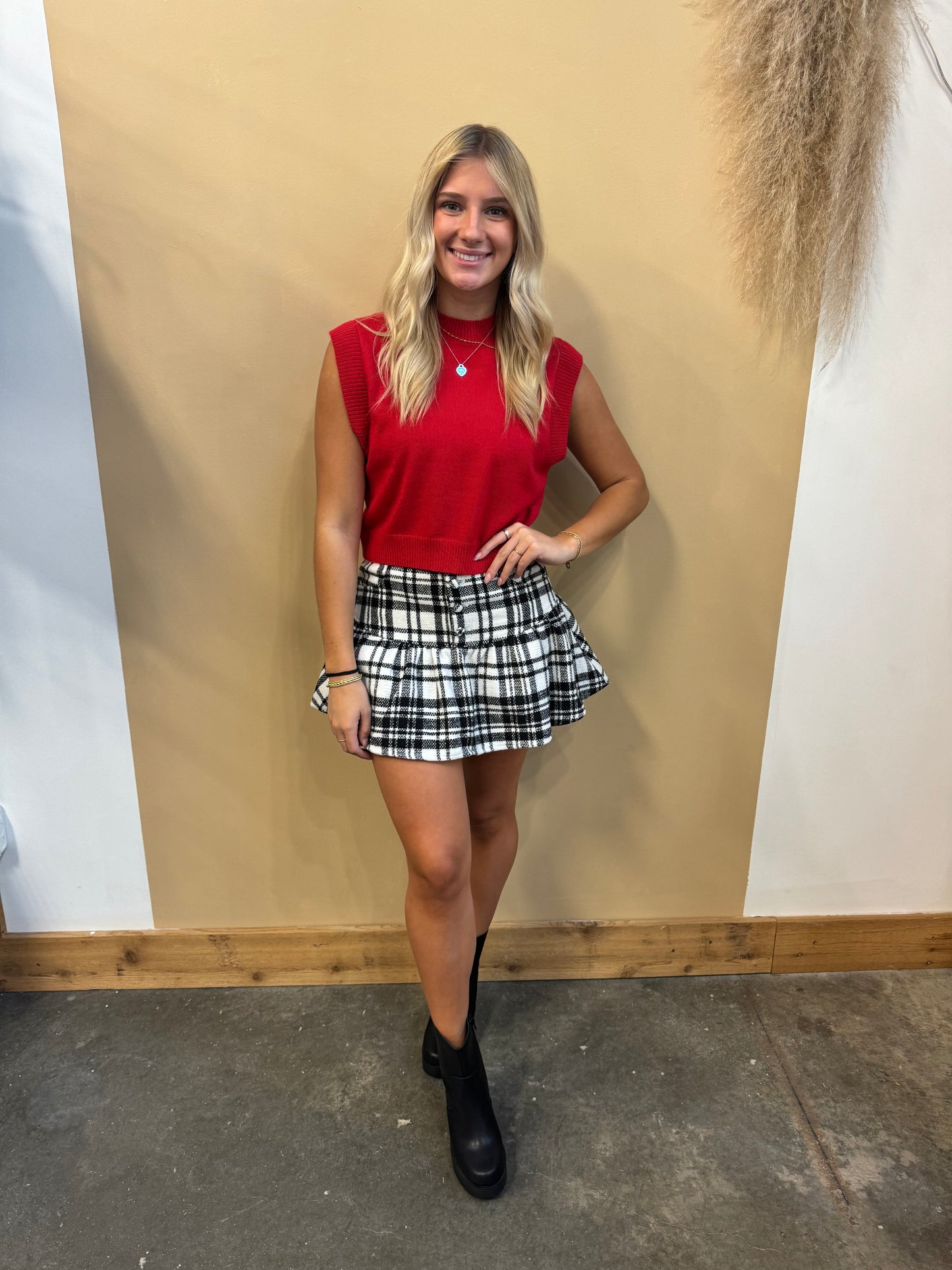 Plaid Ruffle Skort