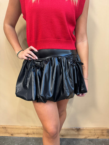 Bow Leather Skirt