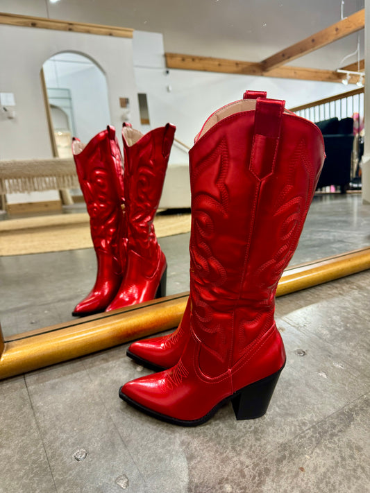 Red Metallic Cowgirl Boots