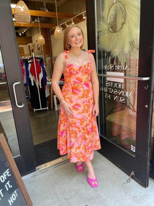 Hayley Floral Midi Dress - Arete Style